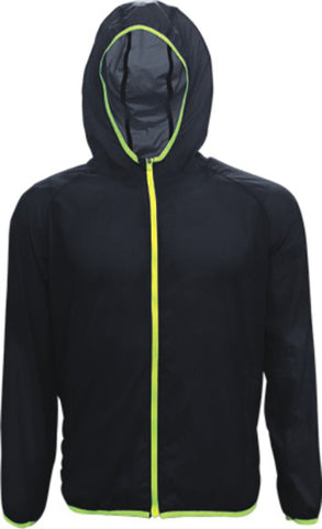 Unisex Adults Wet Weather Running Jacket in Black/Fluoro Yellow