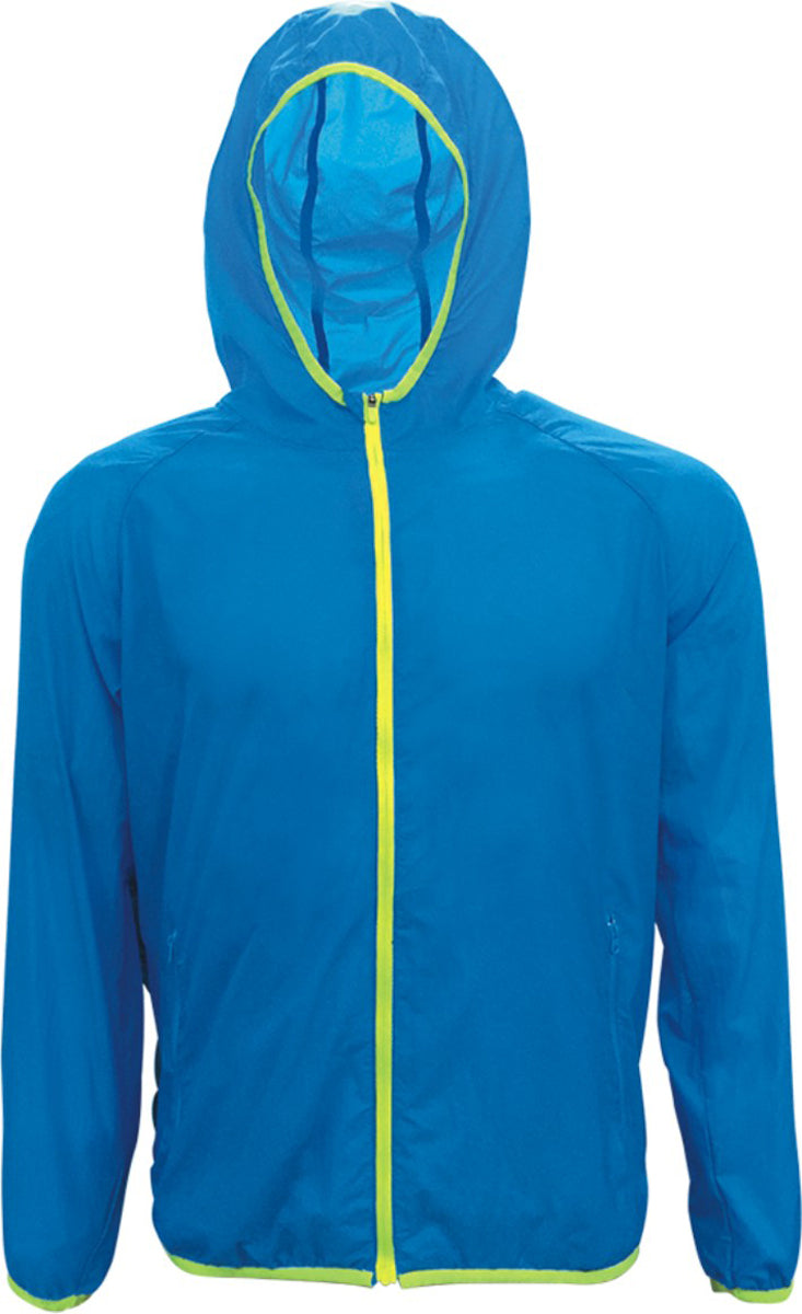 Unisex Adults Wet Weather Running Jacket in Cyan/Fluoro Yellow