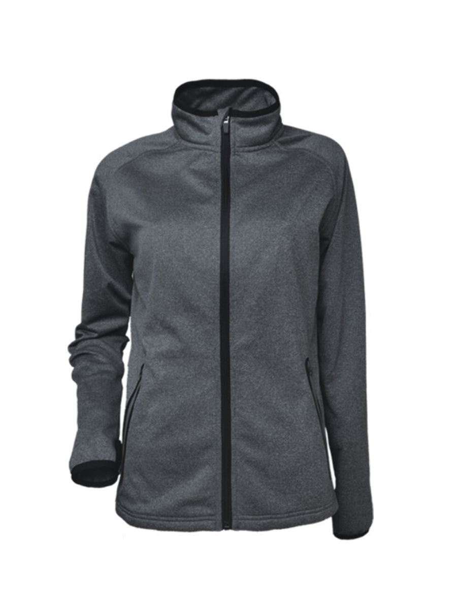 Ladies Light Weight Fleece Zip Through Jacket in Charcoal Marle/Black