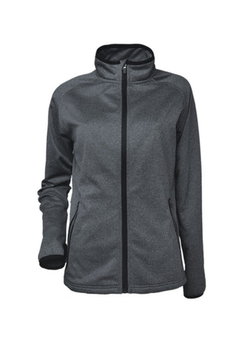Ladies Light Weight Fleece Zip Through Jacket in Charcoal Marle/Black