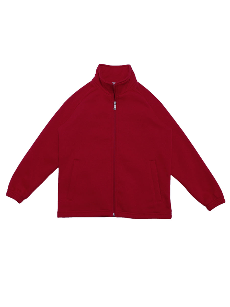 Unisex Adults Poly/Cotton Fleece Zip Through Jacket in Maroon