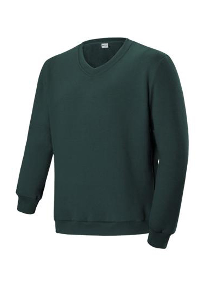 Kids V Neck Fleece Jumper in Bottle Green