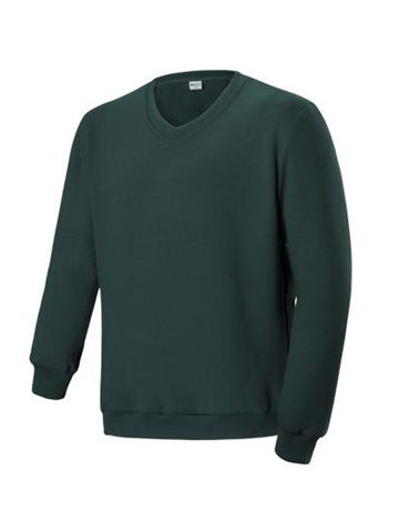 Kids V Neck Fleece Jumper in Bottle Green