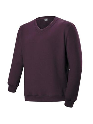 Kids V Neck Fleece Jumper in Maroon