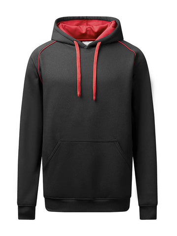 Inner Hood Contrast Fleecy Hoodie in Black/Red