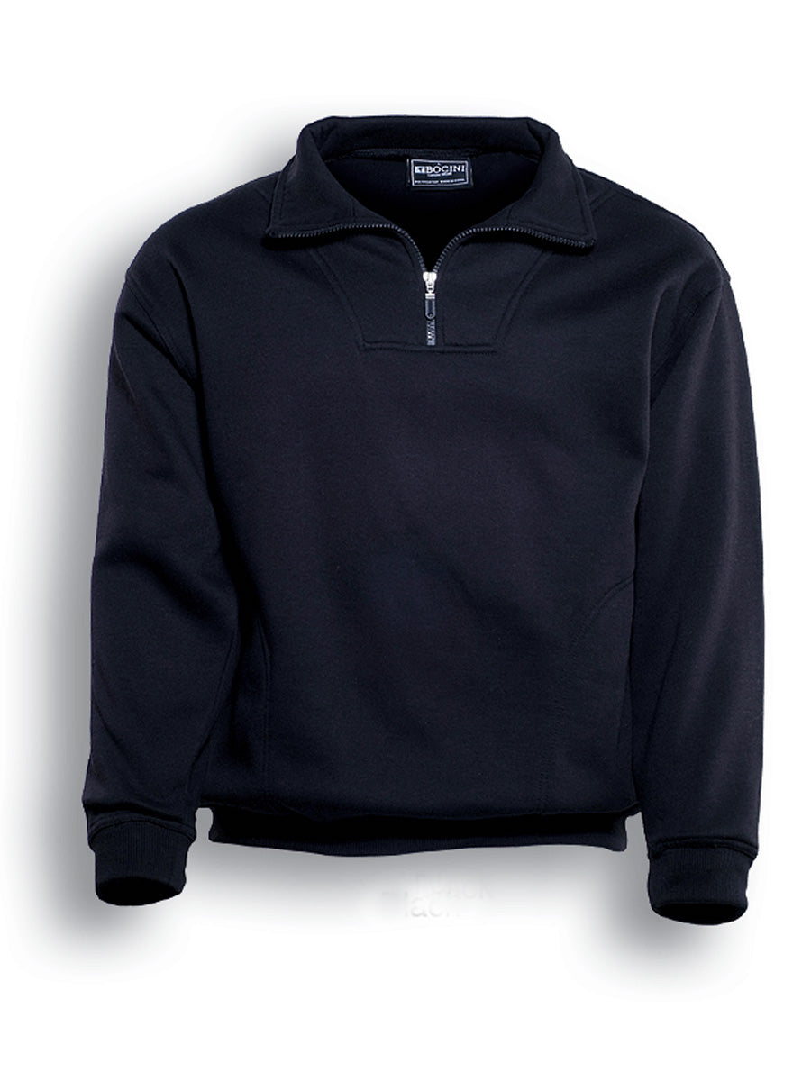 Unisex Adults 1/2 Zip Fleece With Pocket in Black