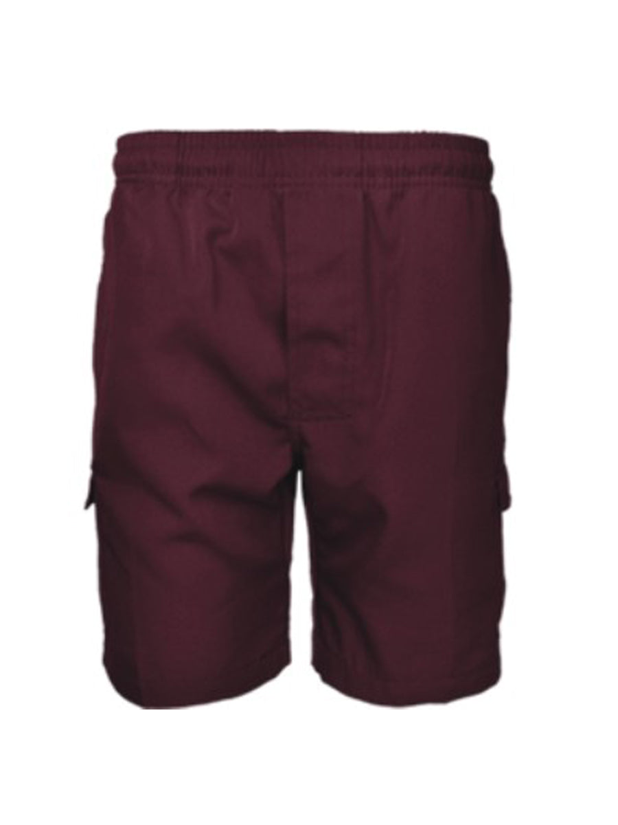 Kids School Cargo Shorts in Maroon