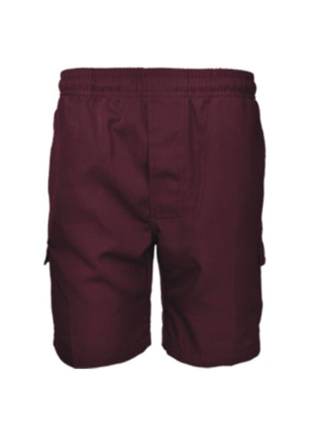 Kids School Cargo Shorts in Maroon