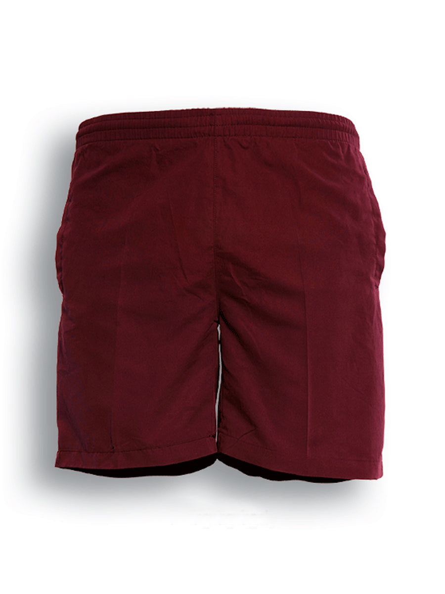 Kids Peach Skin Microfibre Shorts in Burgundy