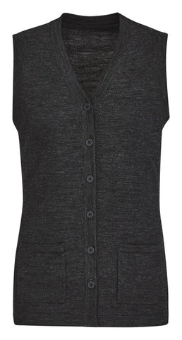 Button Front Womens Knit Vest Charcoal front view