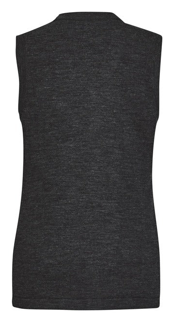 Button Front Womens Knit Vest CK961LV Charcoal back view