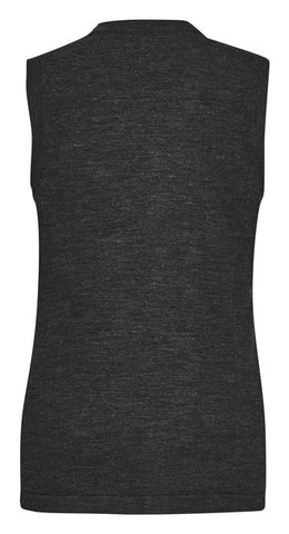 Button Front Womens Knit Vest CK961LV Charcoal back view