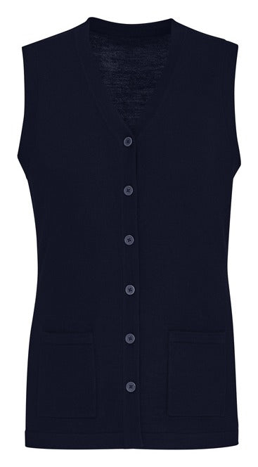 Button Front Womens Knit Vest in Navy