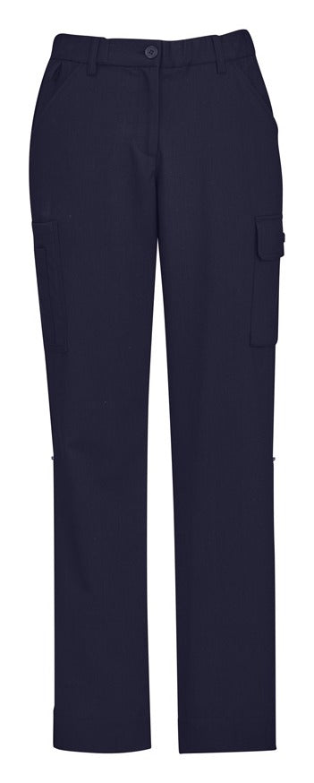 Comfort Waist Womens Cargo Pant Navy front view