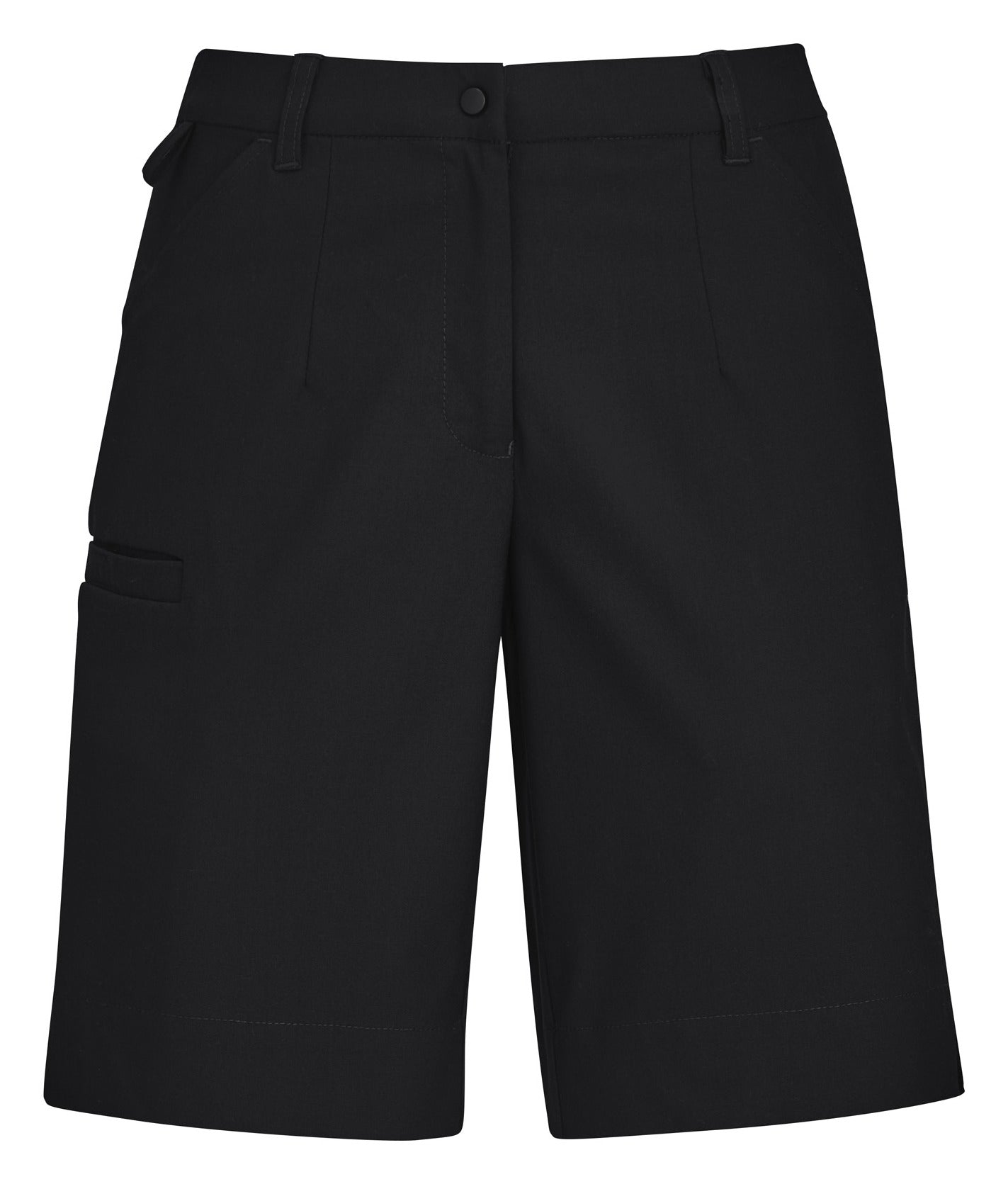 Comfort Waist Womens Cargo Short Black front view