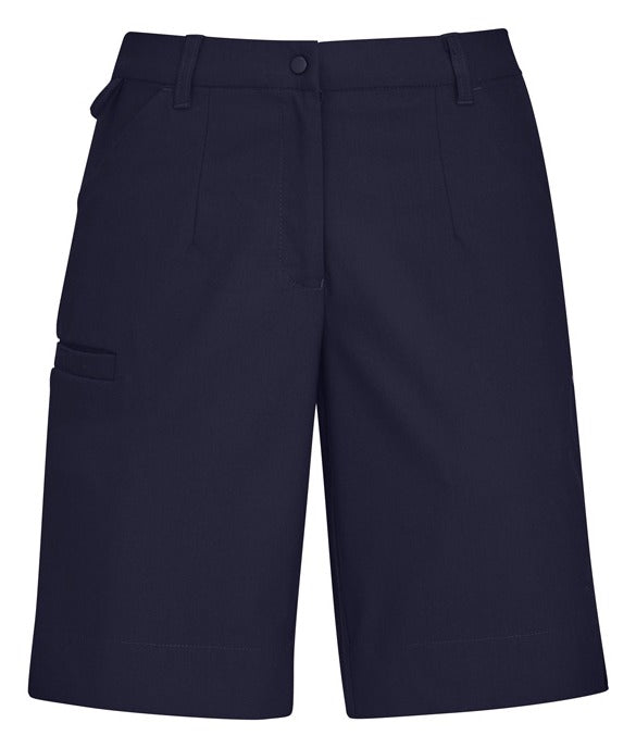 Comfort Waist Womens Cargo Short Navy front view