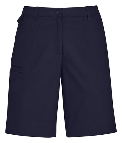 Comfort Waist Womens Cargo Short Navy front view