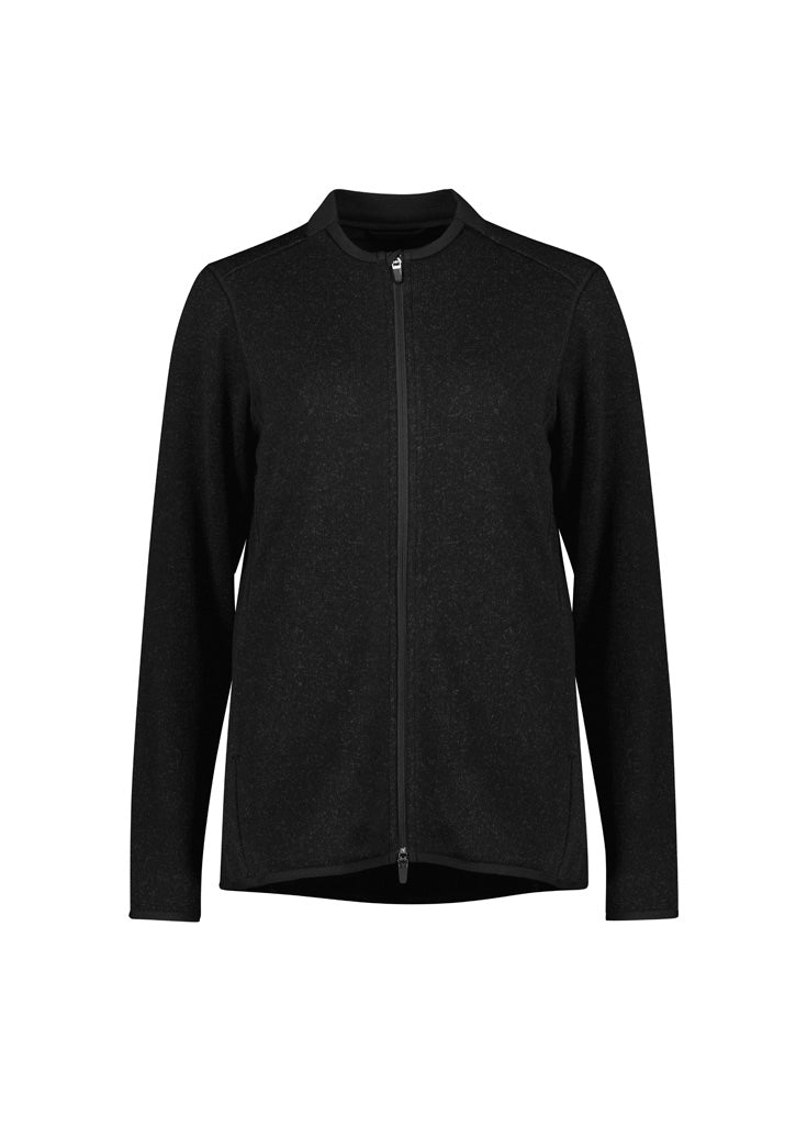 Nova Womens Zip Front Jumper Black Marle front view