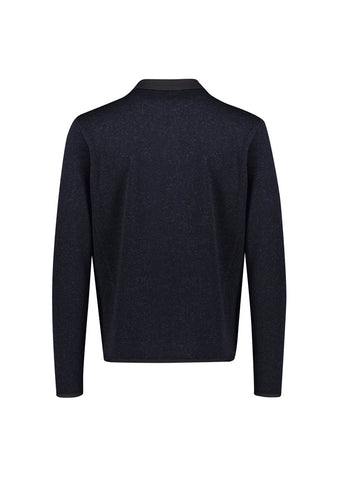 Nova Mens Zip Front Jumper Navy Marle back view