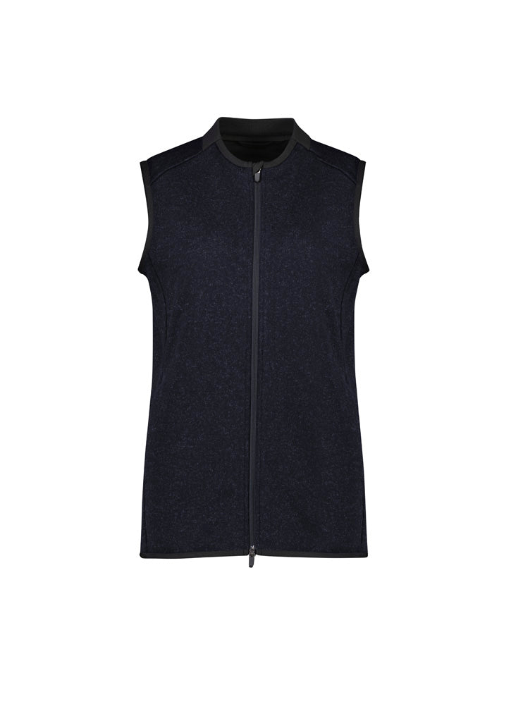 Nova Womens Zip Front Vest Navy Marle front view