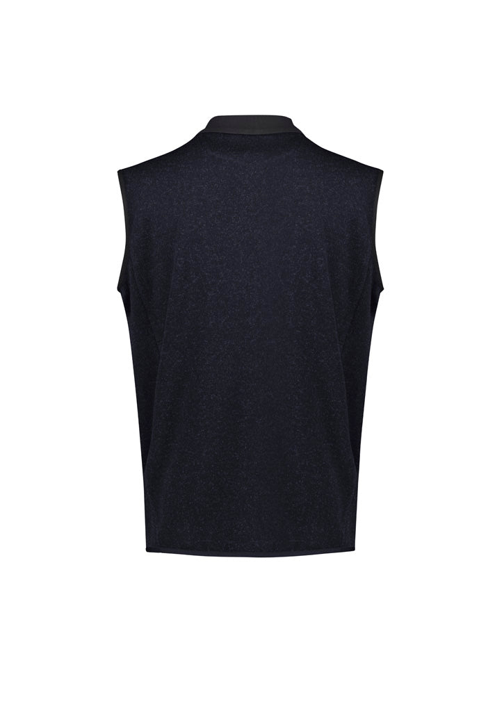 Nova Mens Zip Front Vest Navy Marle back view