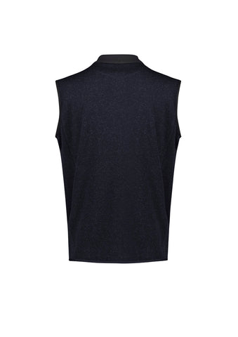 Nova Mens Zip Front Vest Navy Marle back view
