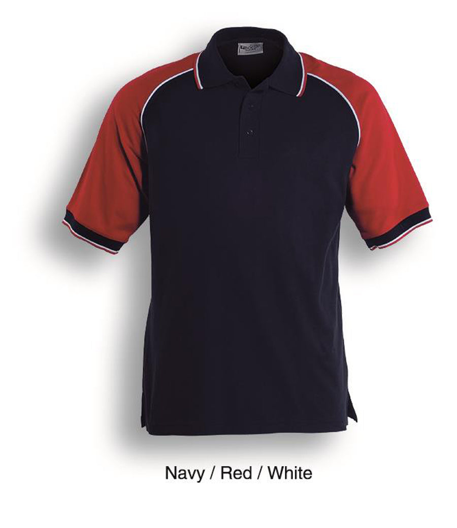 Unisex Adults Three Tone Polo in Navy/Red/White