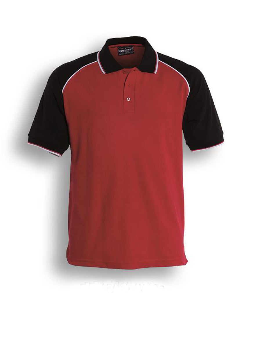Unisex Adults Three Tone Polo in Red/Black/White