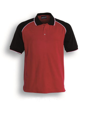 Unisex Adults Three Tone Polo in Red/Black/White