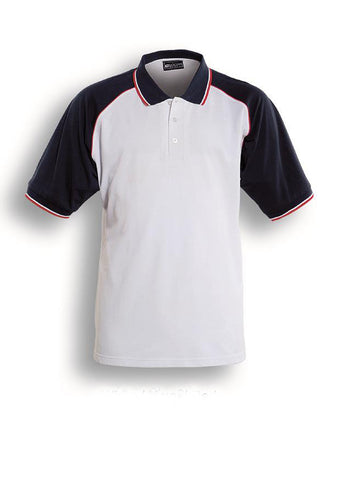 Unisex Adults Three Tone Polo in White/Navy/Red