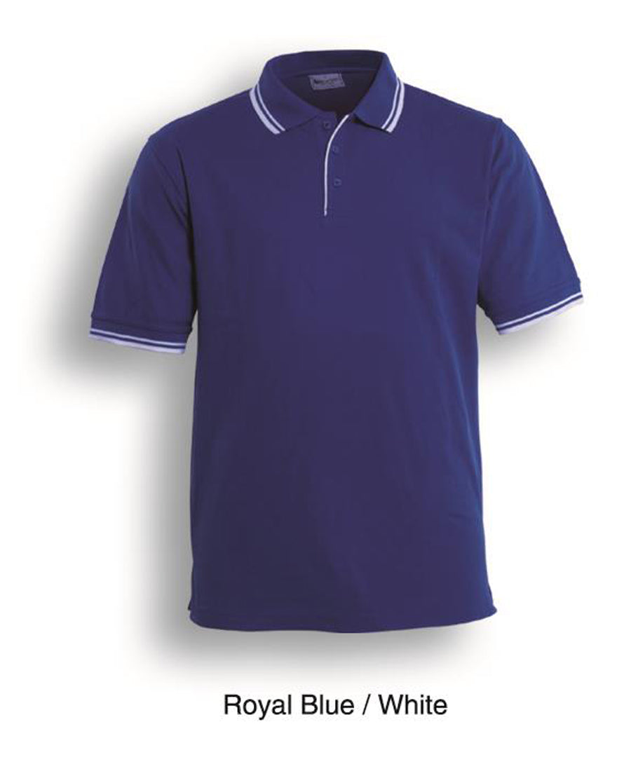 Unisex Adults Double Striped Polo in Royal/White