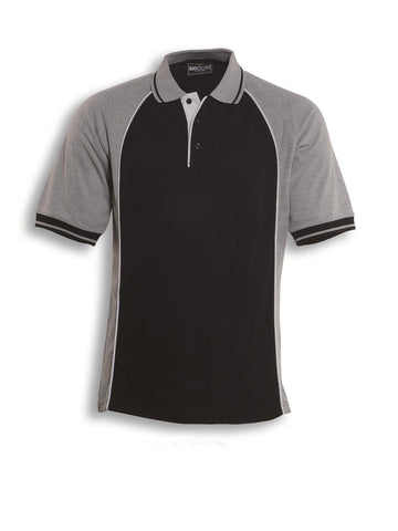 Mens Panel Polo in Black/Grey/White