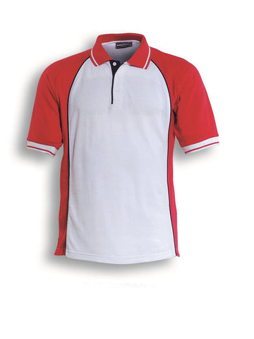 Mens Panel Polo in White/Red/Navy