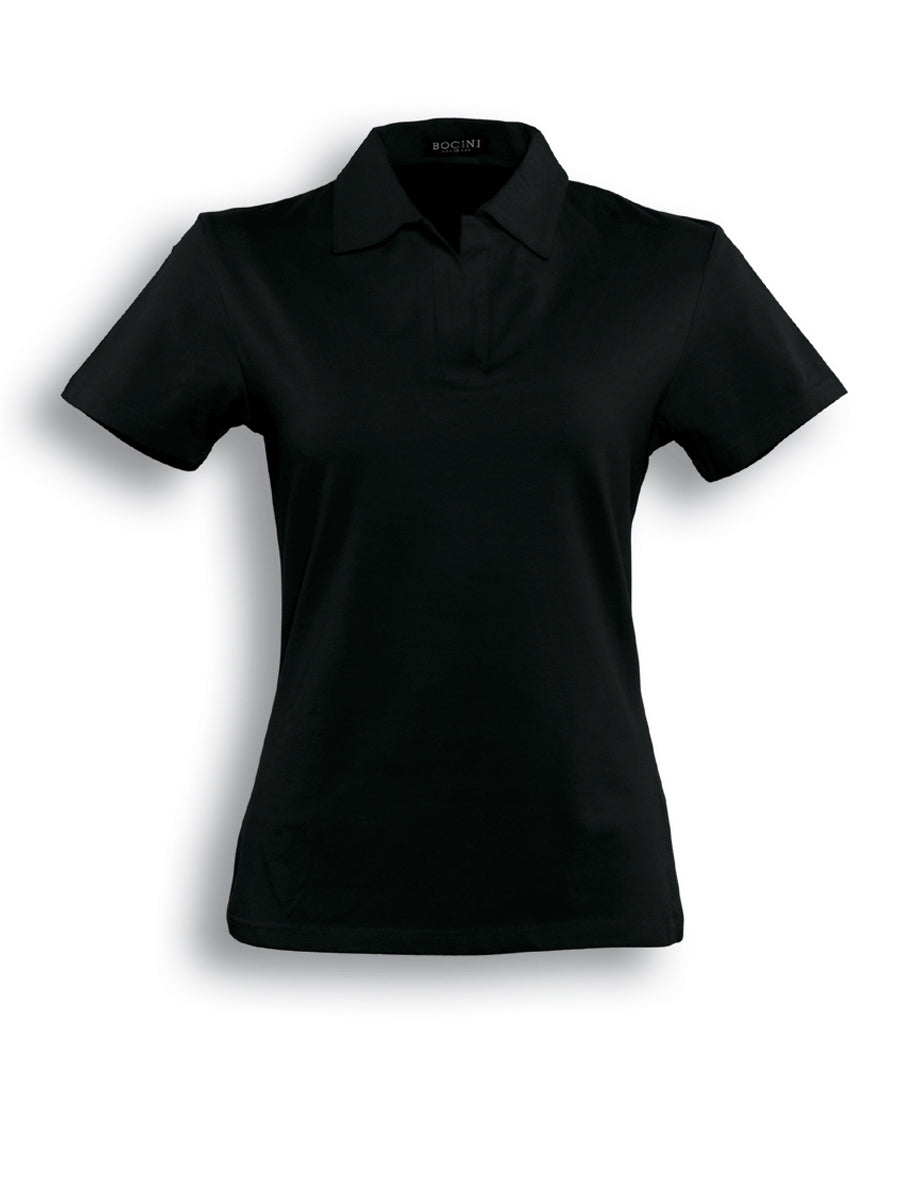 Ladies Cotton Spandex Polo in Black