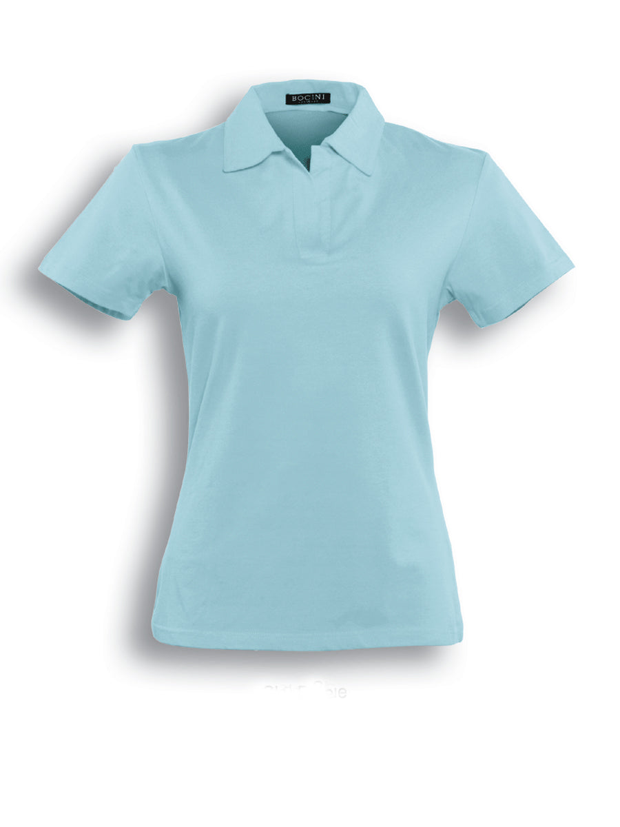 Ladies Cotton Spandex Polo in Sky Blue