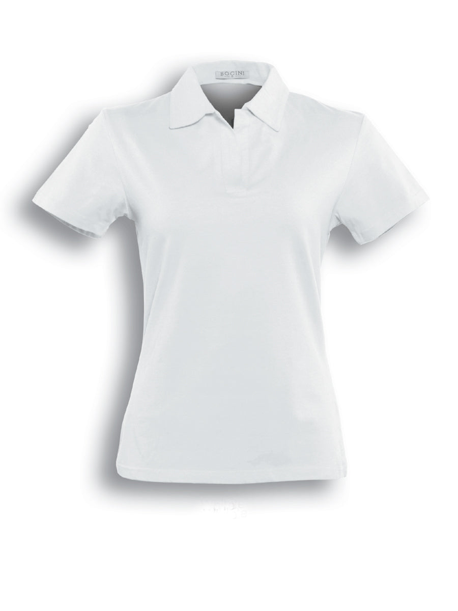 Ladies Cotton Spandex Polo in White