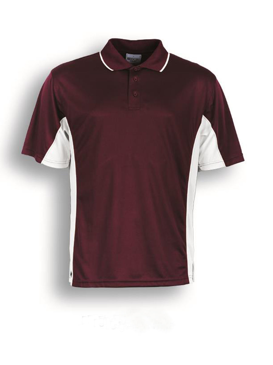 Mens Breezeway Panel Polo in Burgundy/White