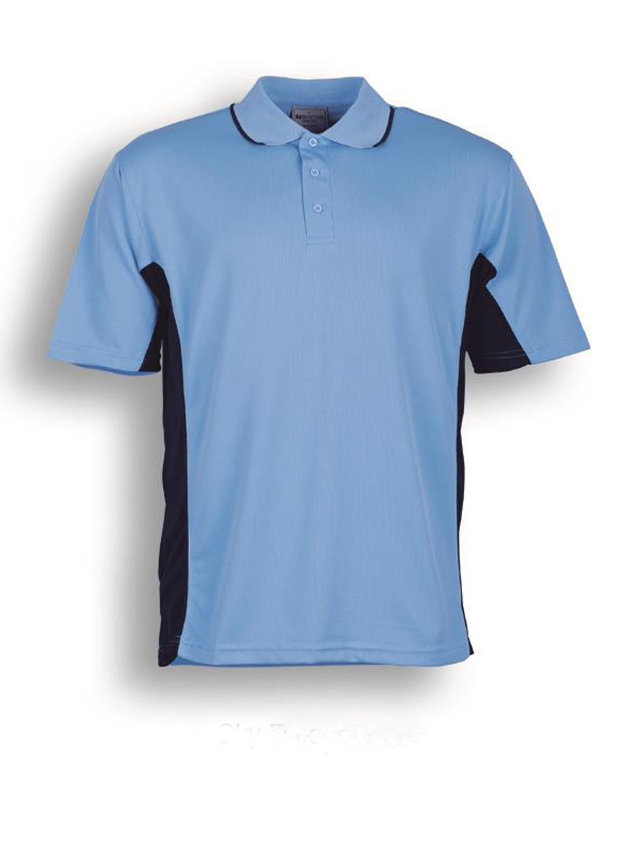Mens Breezeway Panel Polo in Sky Blue/Navy