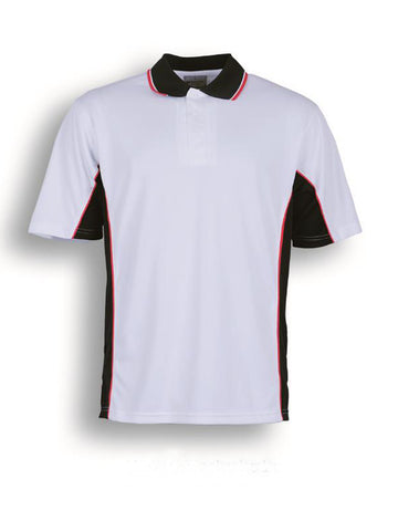 Kids Breezeway Panel Polo in White/Black/Red