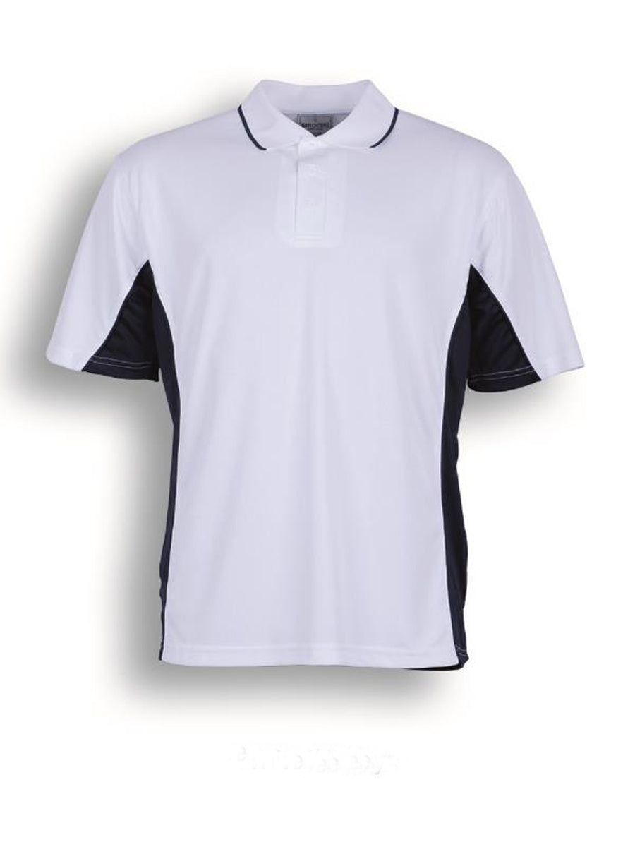 Kids Breezeway Panel Polo in White/Navy