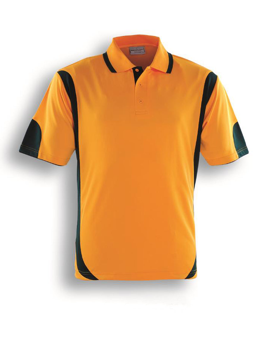 Unisex Adults Breezeway Contrast Polo in Gold/Bottle Green