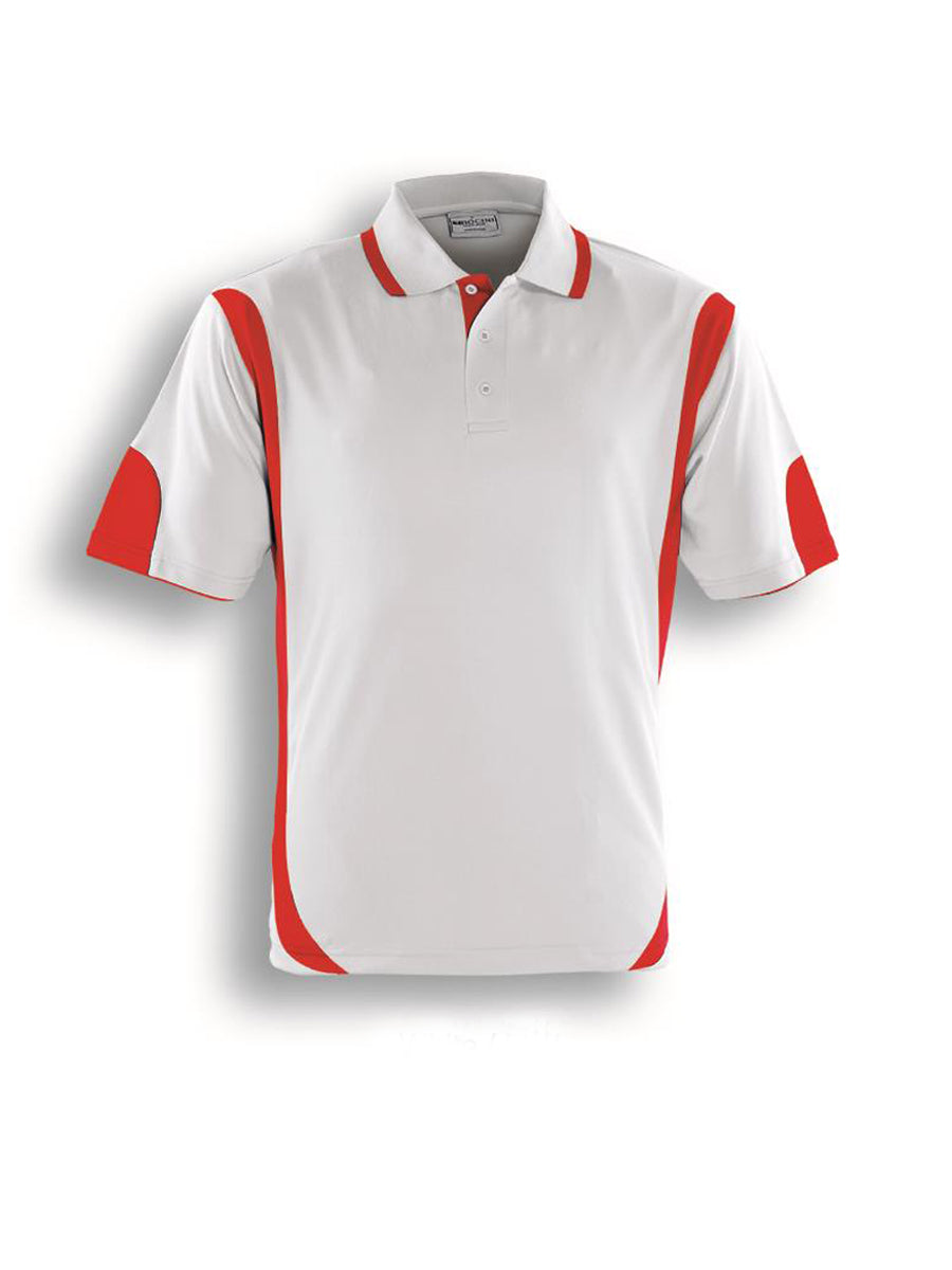 Kids Breezeway Contrast Polo in White/Red