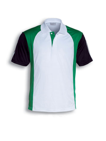 Unisex Adults Breezeway Three Tone Polo in White/Kelly Green/Black