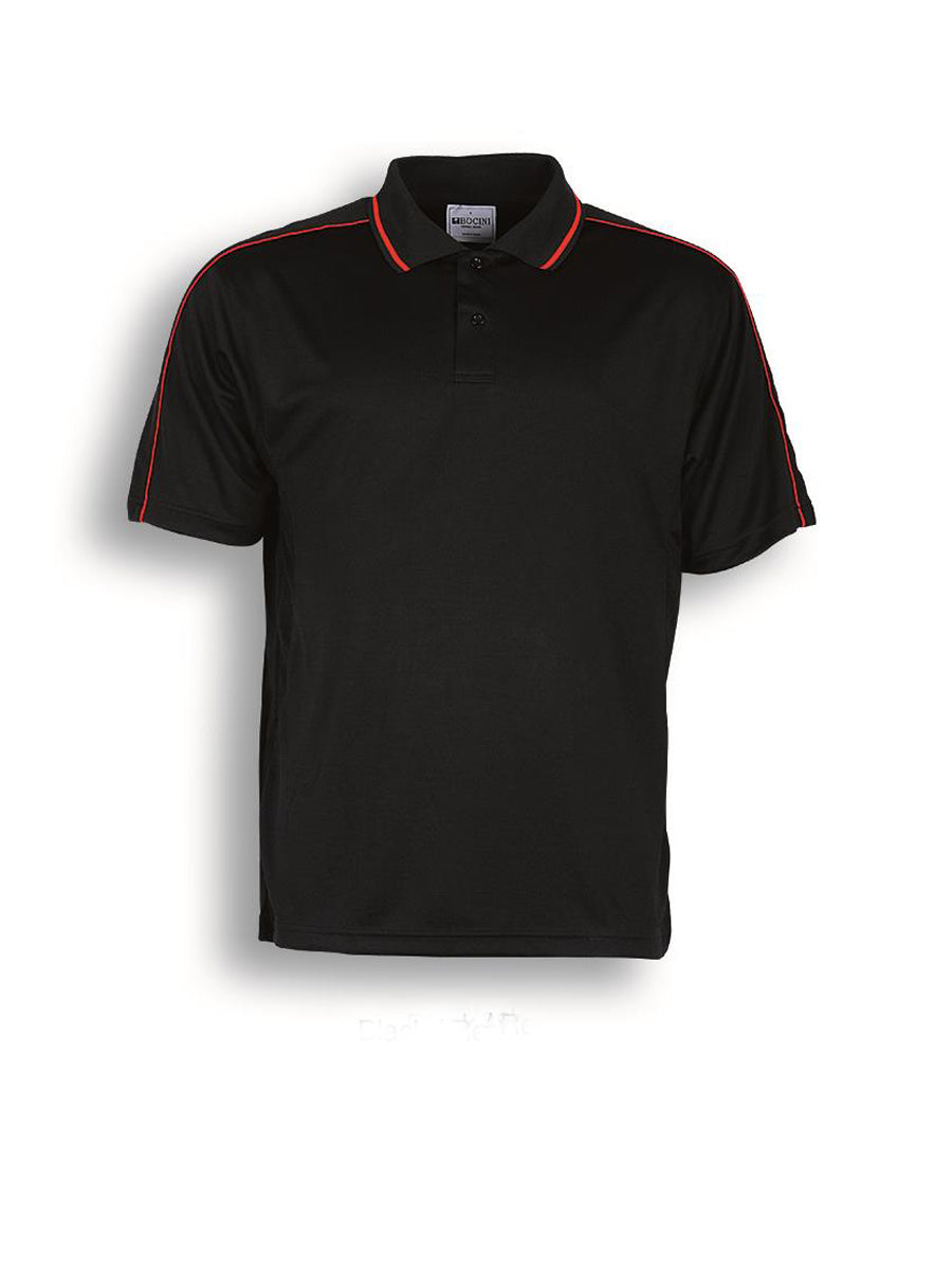 Mens Breezeway Striped Polo in Black/Red