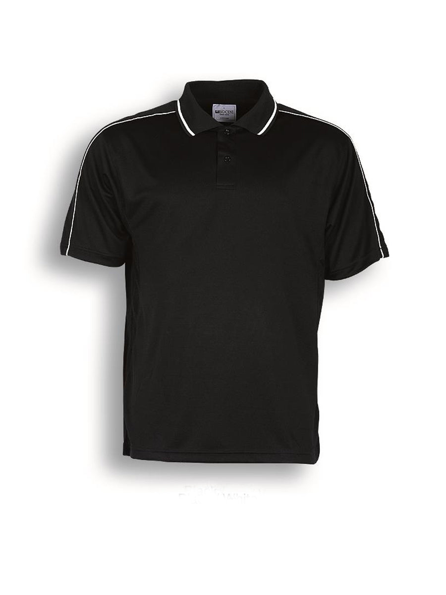 Mens Breezeway Striped Polo in Black/White