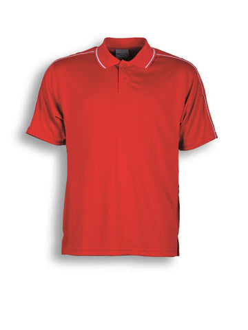 Mens Breezeway Striped Polo in Red/White