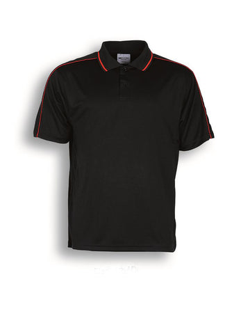 Ladies Breezeway Striped Polo in Black/Red