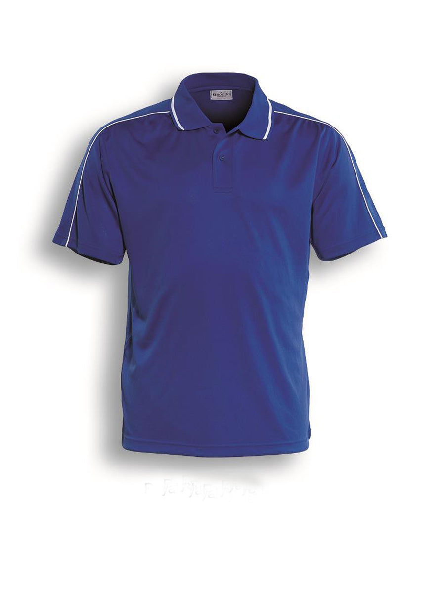 Ladies Breezeway Striped Polo in Royal/White