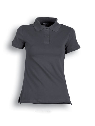 Ladies Pique Knit Fitted Cotton / Spandex Polo in Charcoal