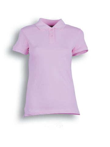 Ladies Pique Knit Fitted Cotton / Spandex Polo in Light Pink